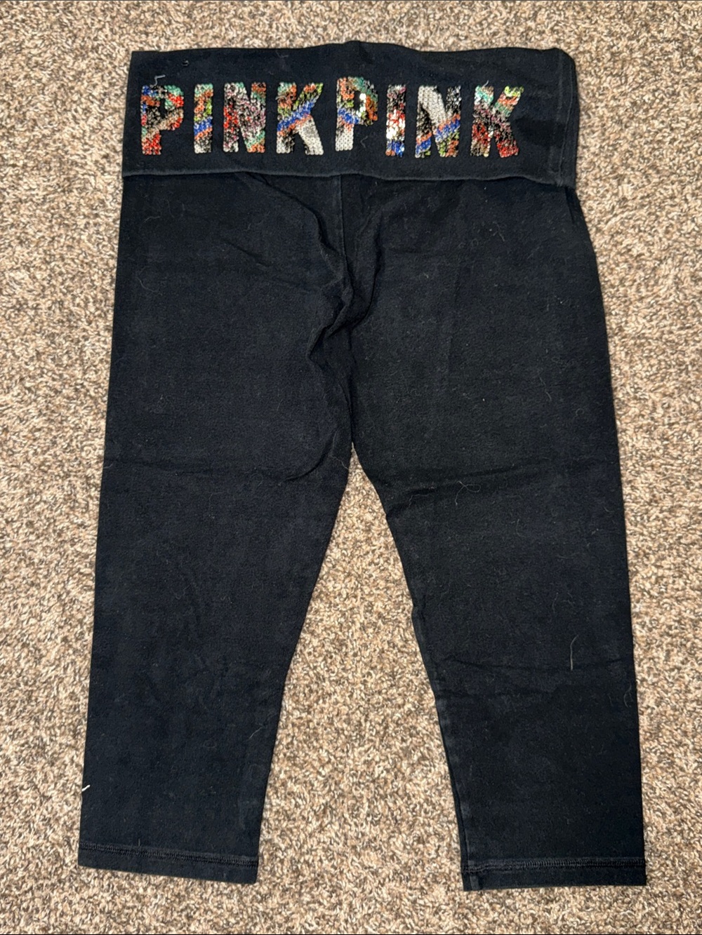 VS PINK Yoga Crop Leggings with Foldover Waistband size Small